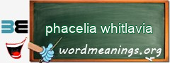 WordMeaning blackboard for phacelia whitlavia